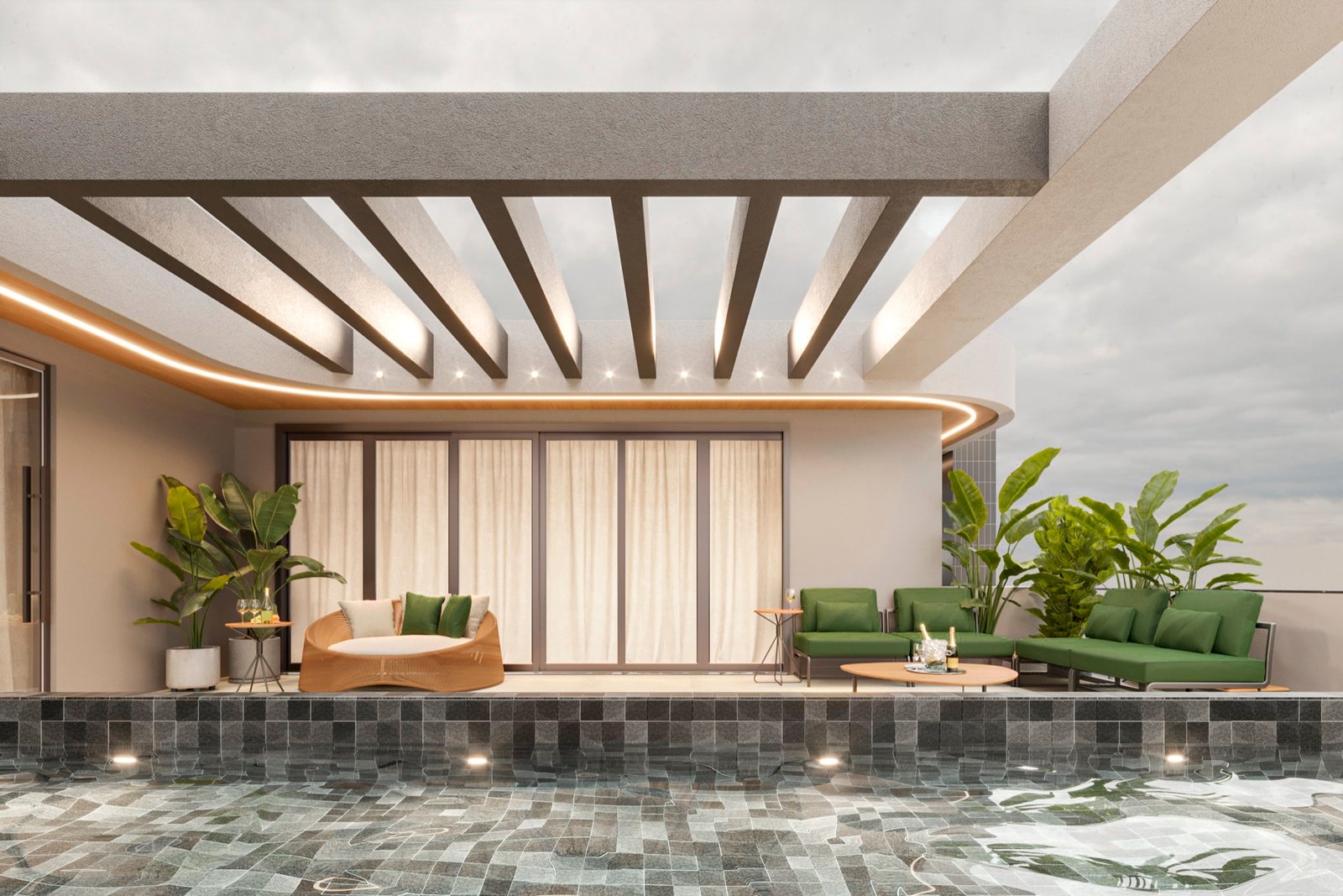 Canaã Residence - Piscina e área externa - Piscina e estar
