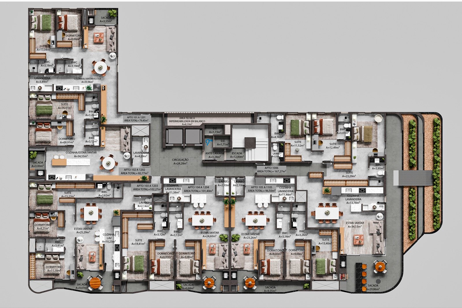 Canaã Residence - Planta humanizada - Pavimento Tipo 04