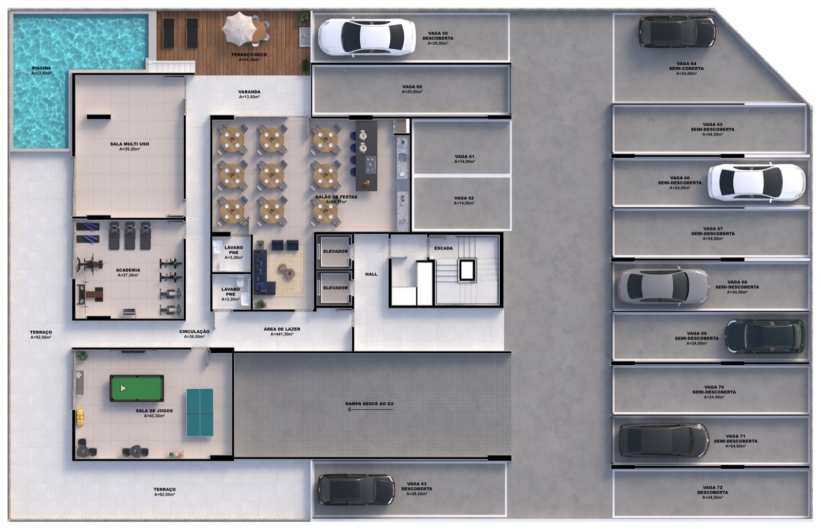 Carmel Residence - Planta humanizada - Pilotis (lazer)