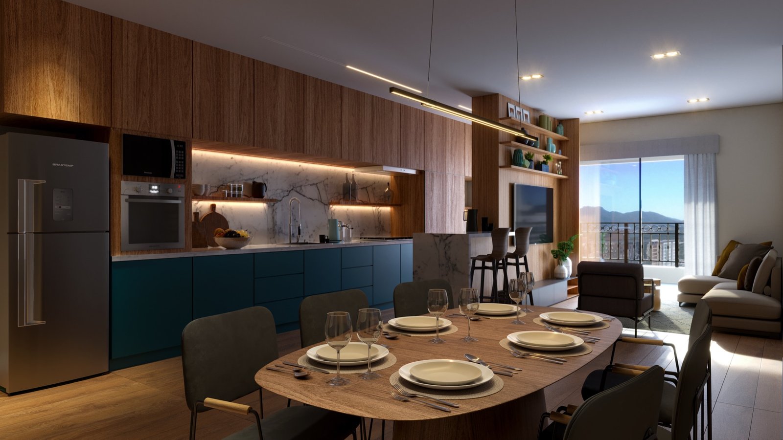 Carmel Residence - Apartamento 802 - Sala de estar e jantar