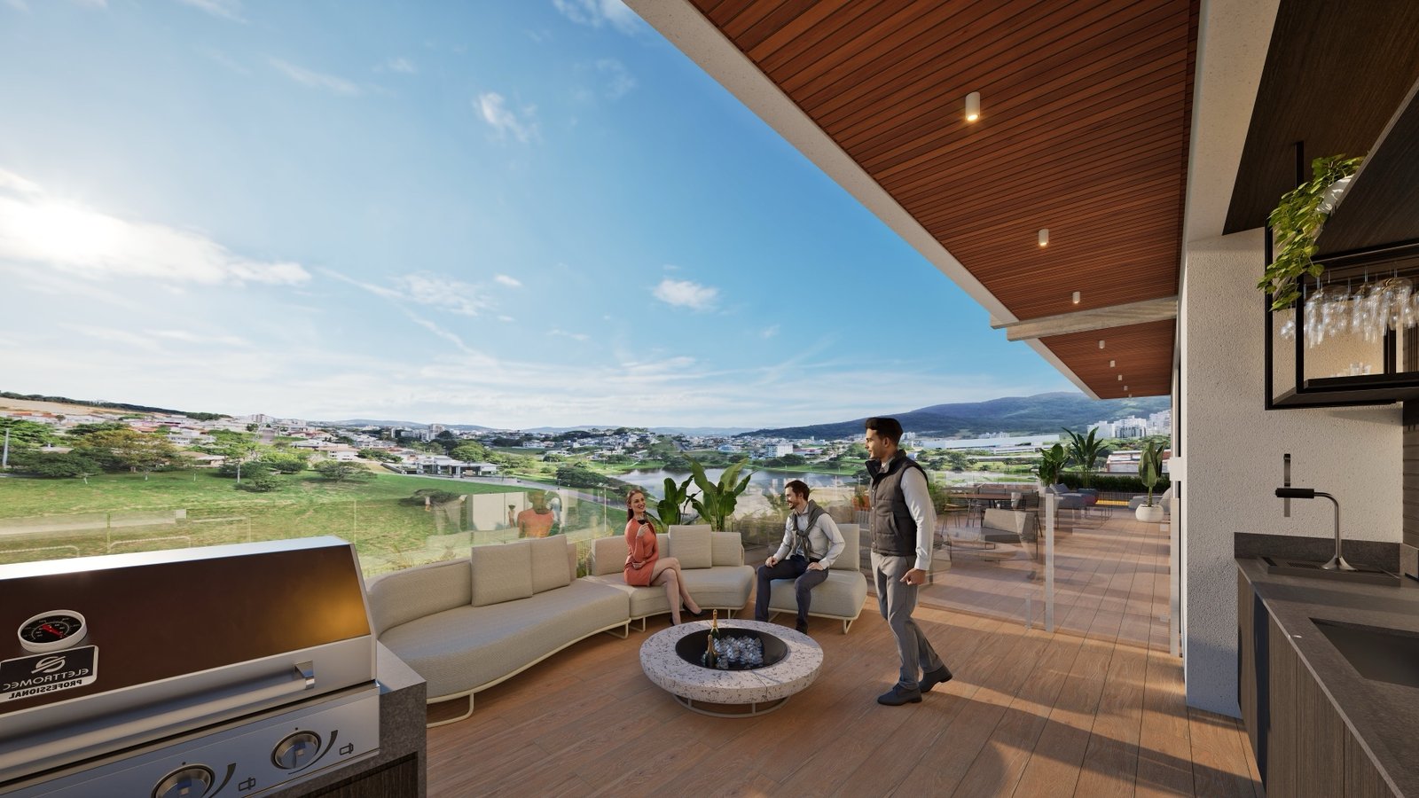 Kairós Residence - Praça de fogo e área gourmet externa 17