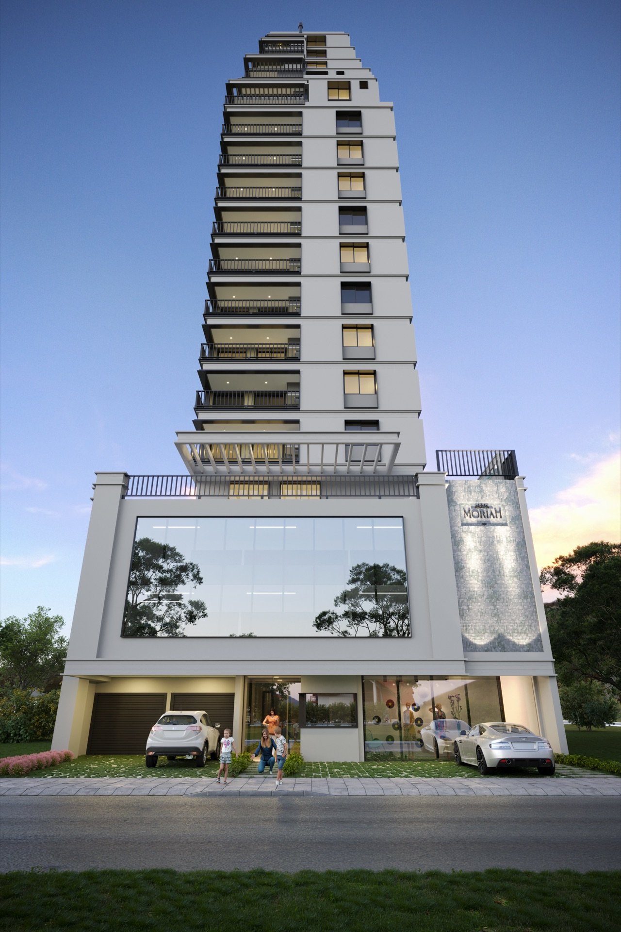 Moriah Residence - Fachada ao entardecer - frontal