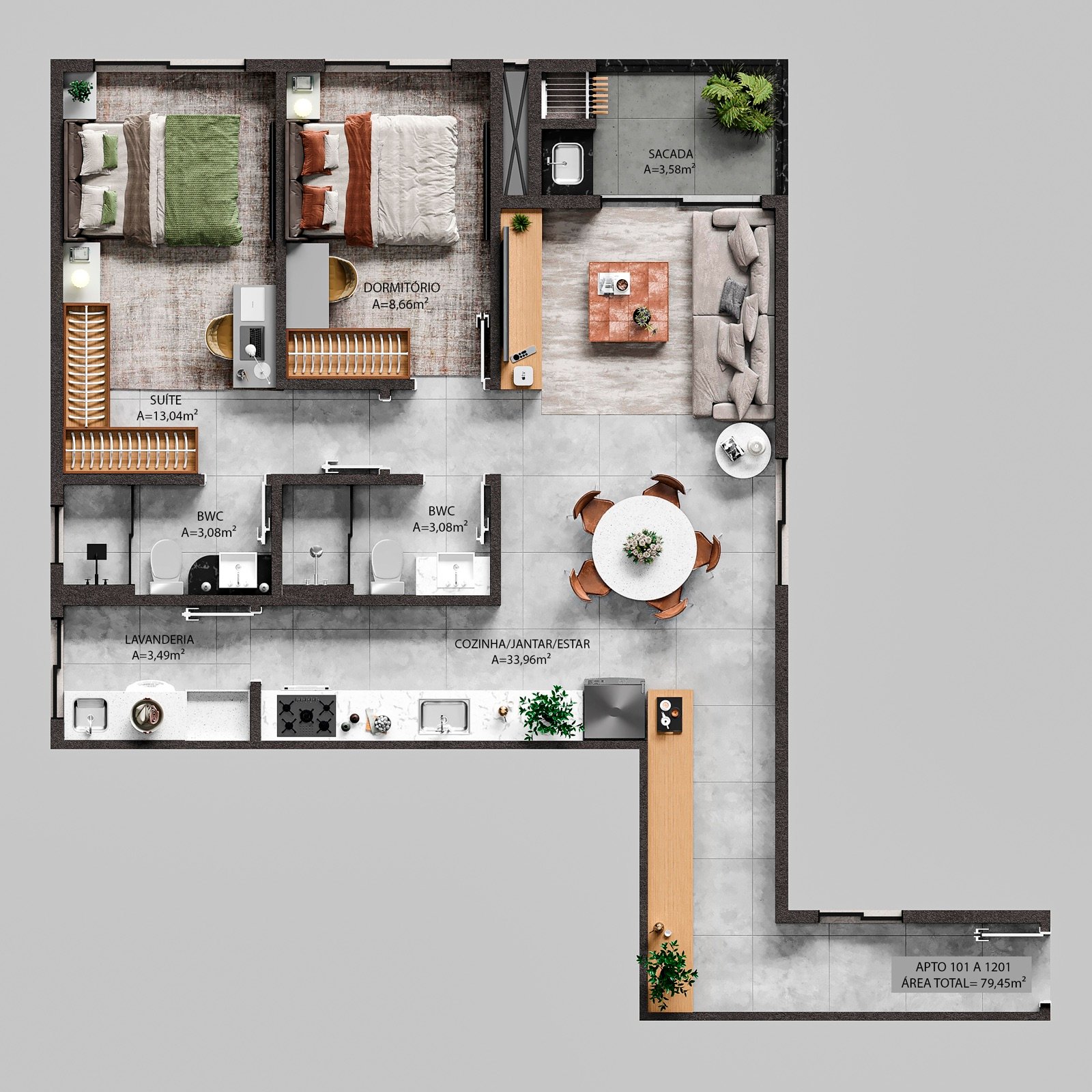 Apto 101 a 1201 (79,45 m²)