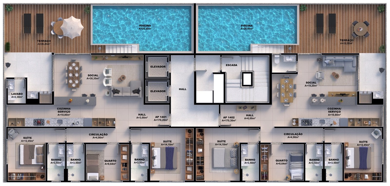 Cobertura 1401 (176,20 m²)