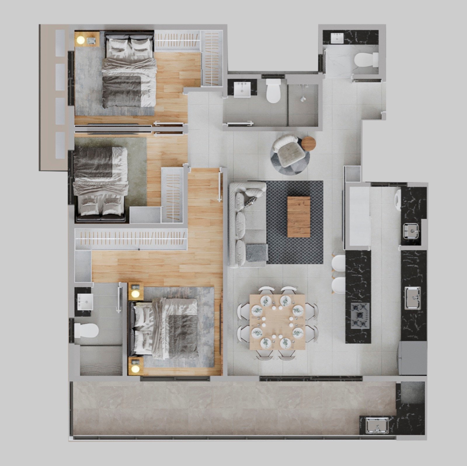 Apto 102 a 1002 (100,23 m²)