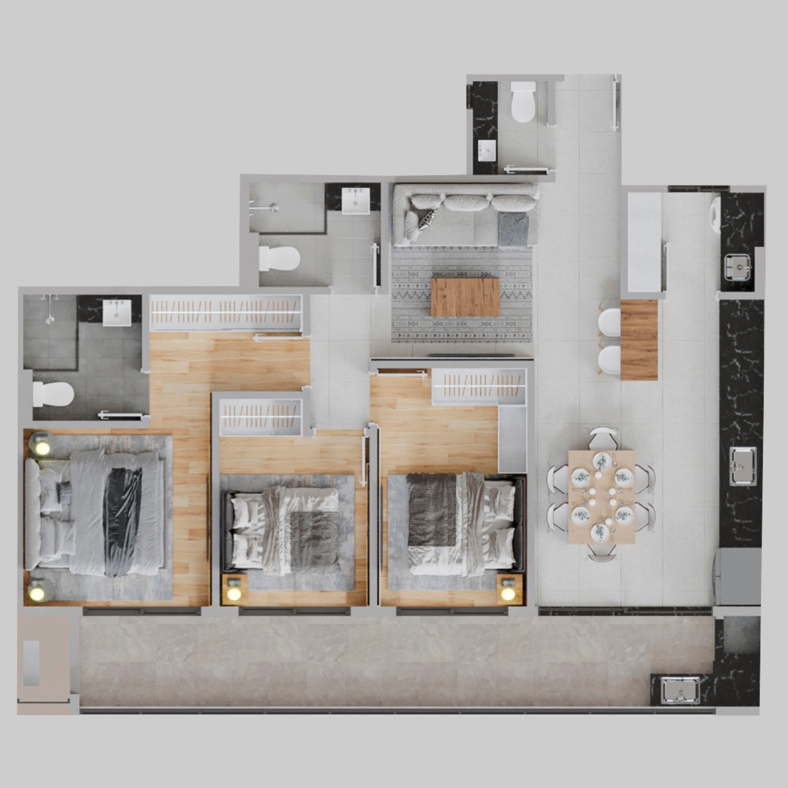 Apto 103 a 1003 (101,03 m²)