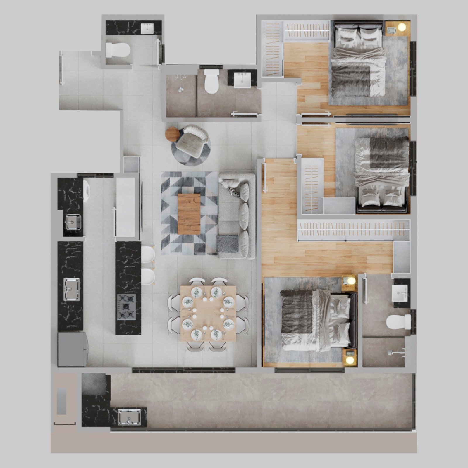 Apto 104 a 1004 (101,50 m²)