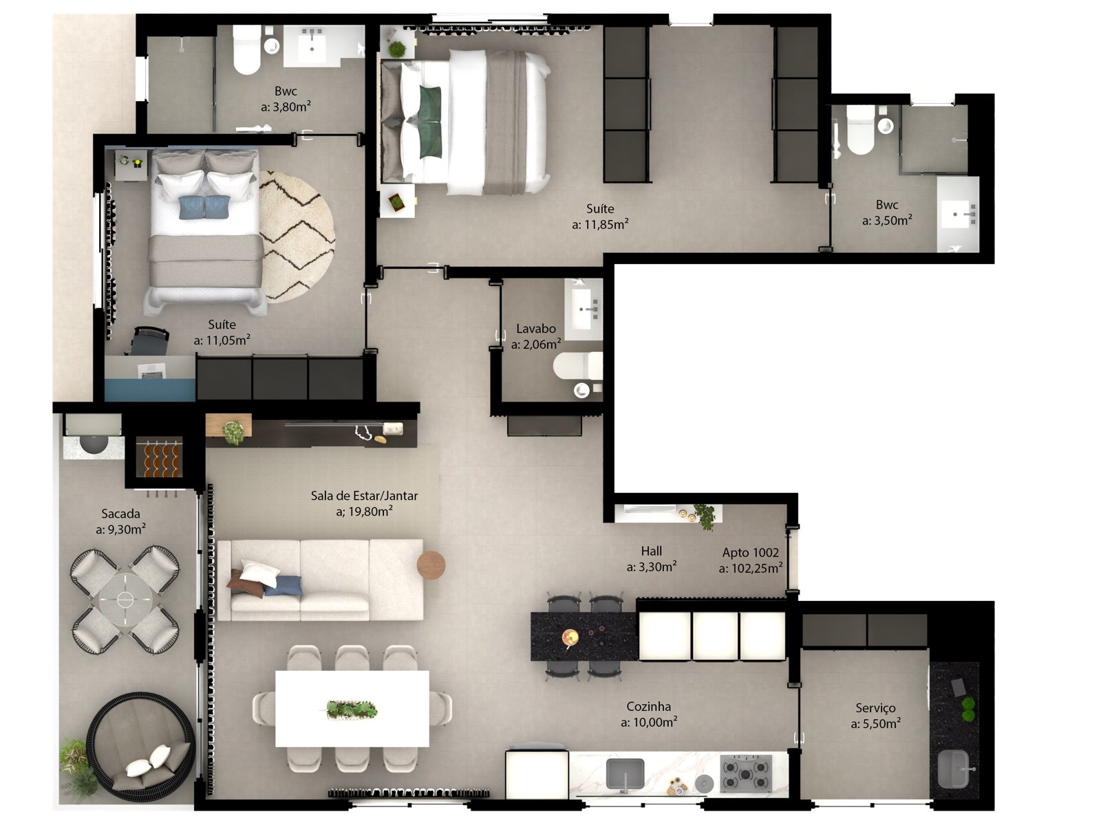 Apto 1001 (93,20 m²)