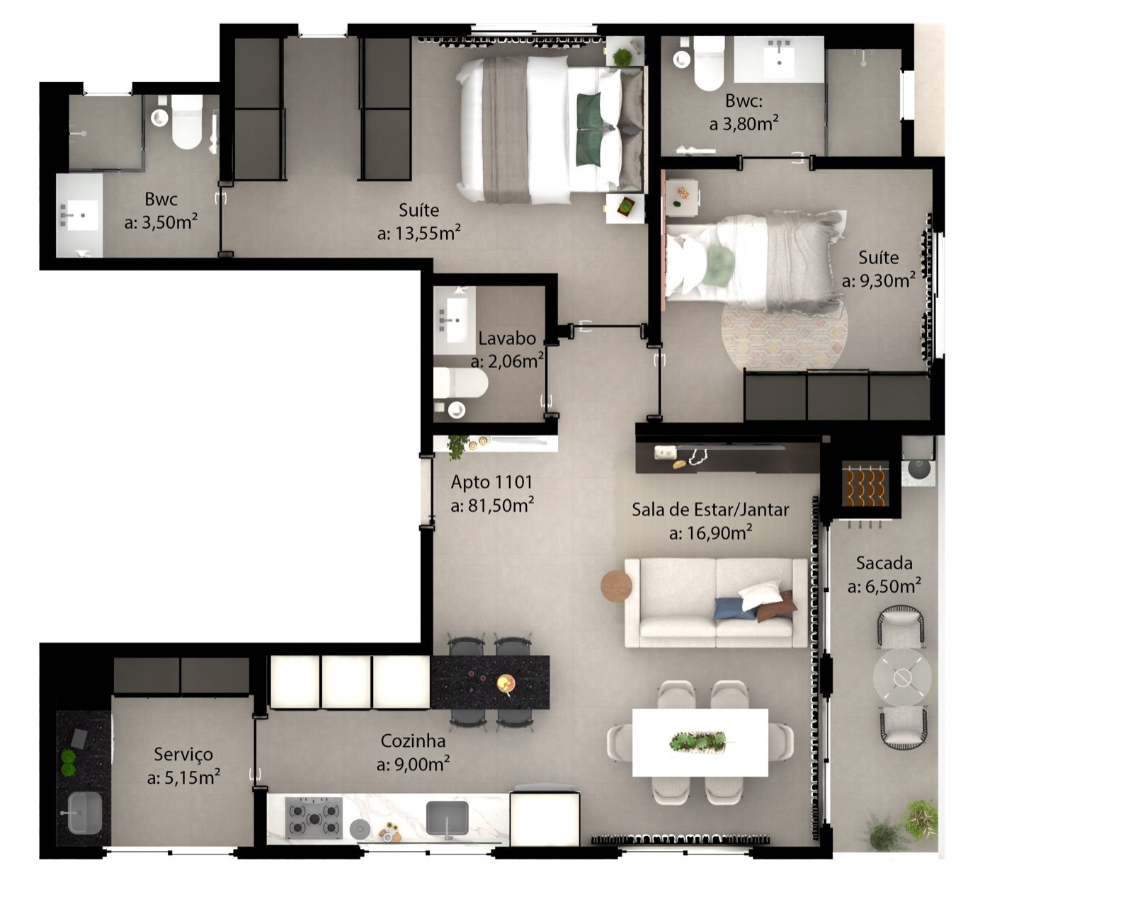 Apto 1102 (93,20 m²)