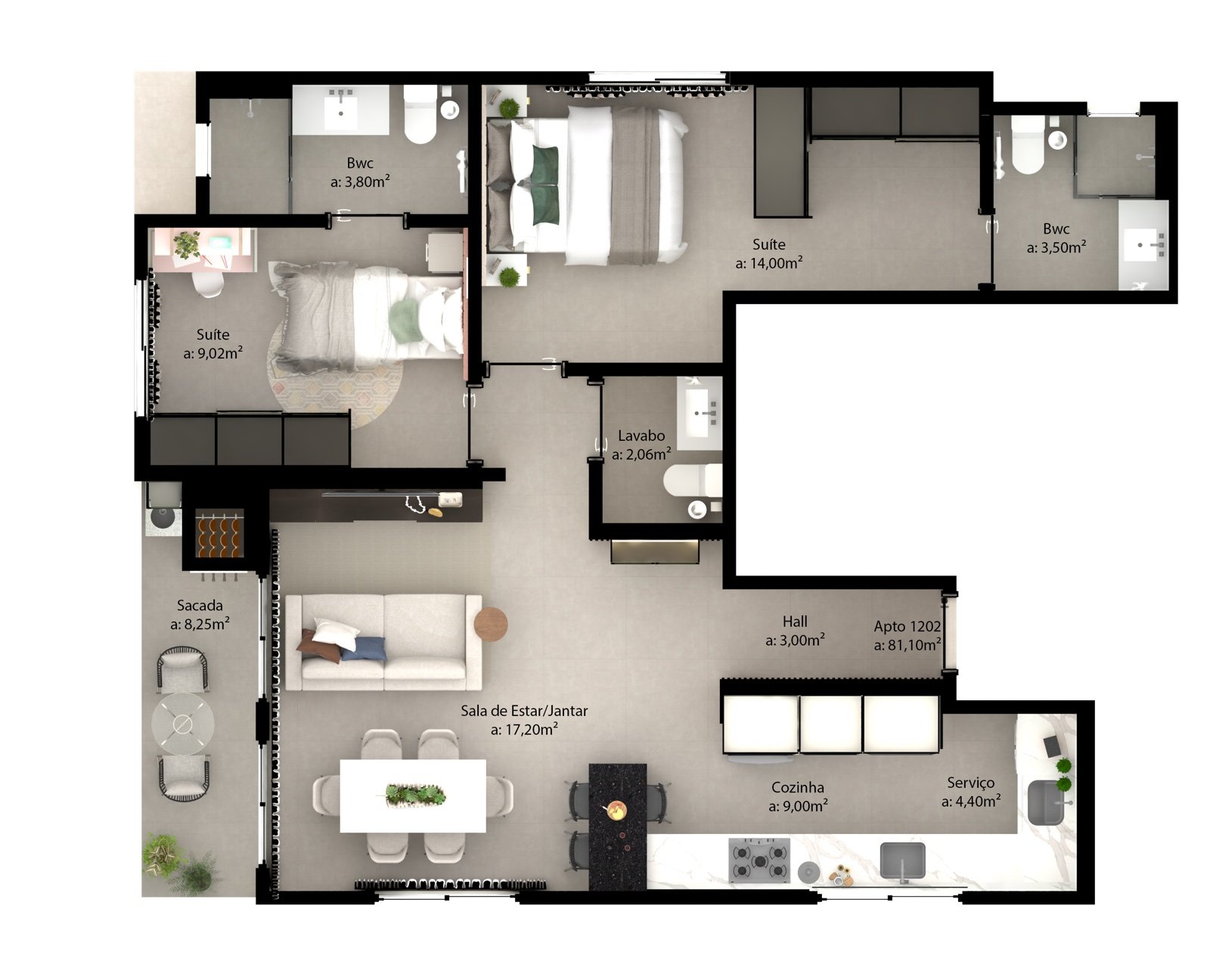 Apto 1201 (71,05 m²)