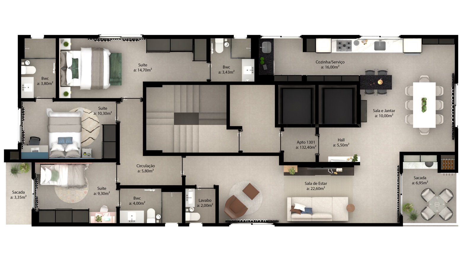 Apto 1301 (132,40 m²)