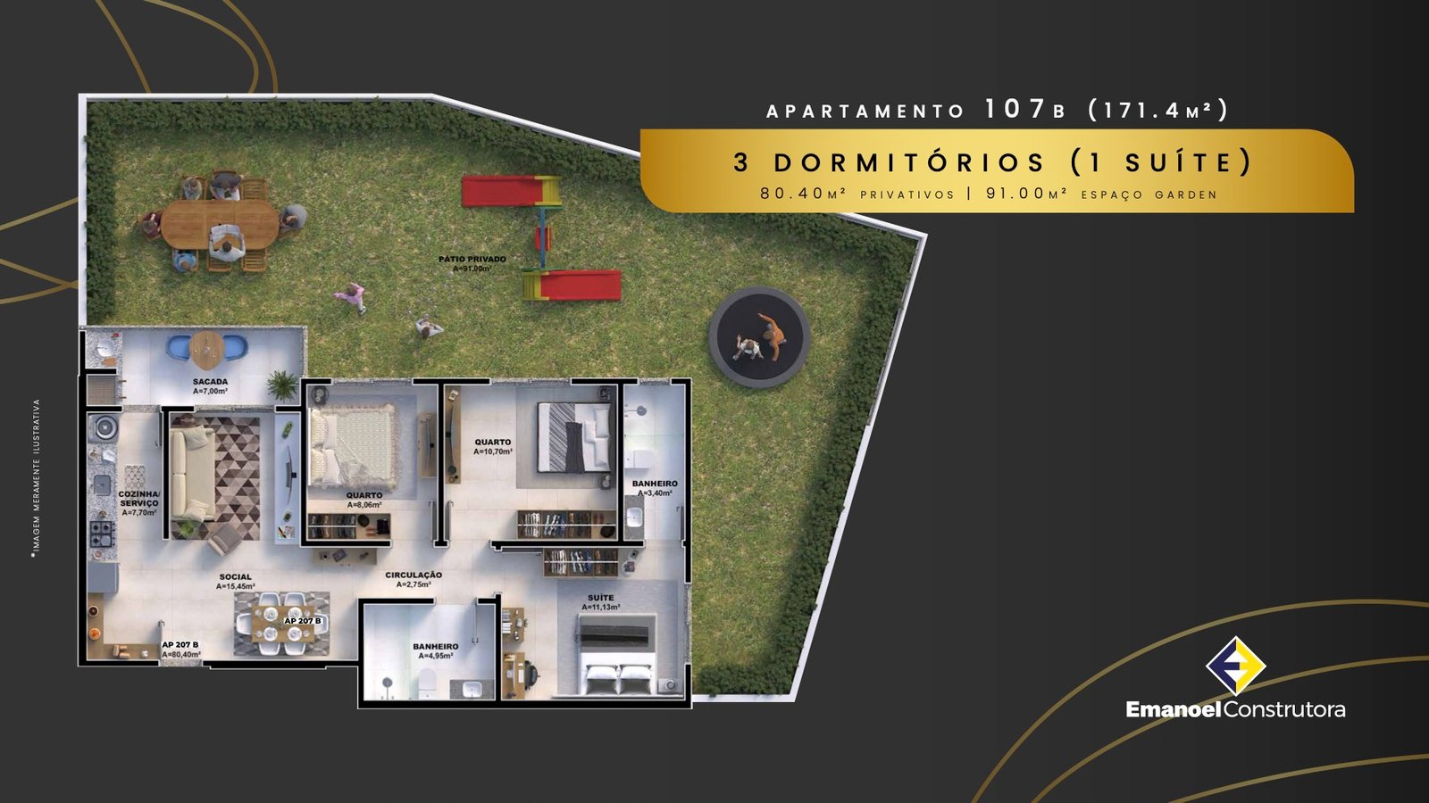 Apto 107B garden (171,4 m²)