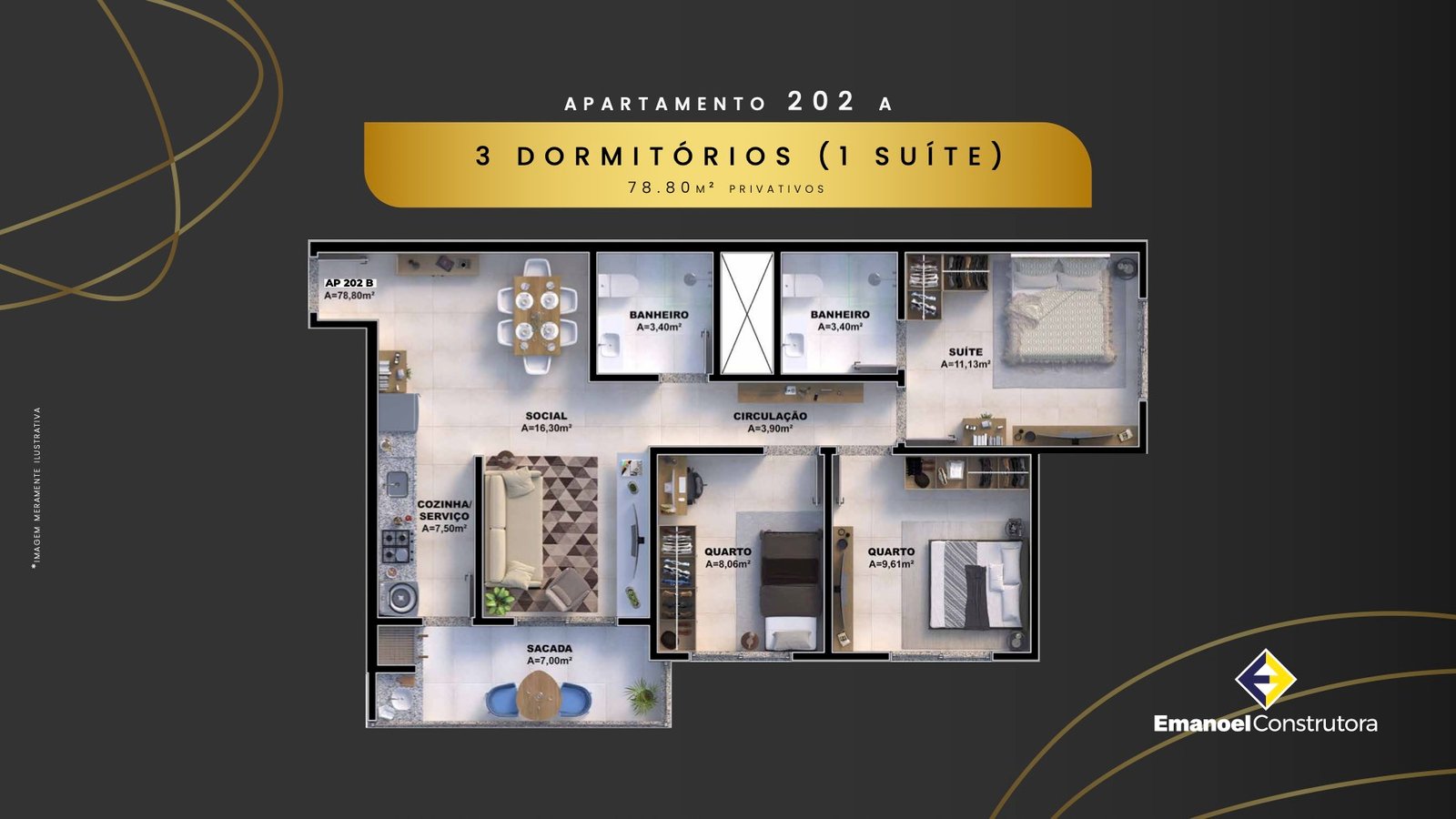 Apto 202A (78,80 m²)