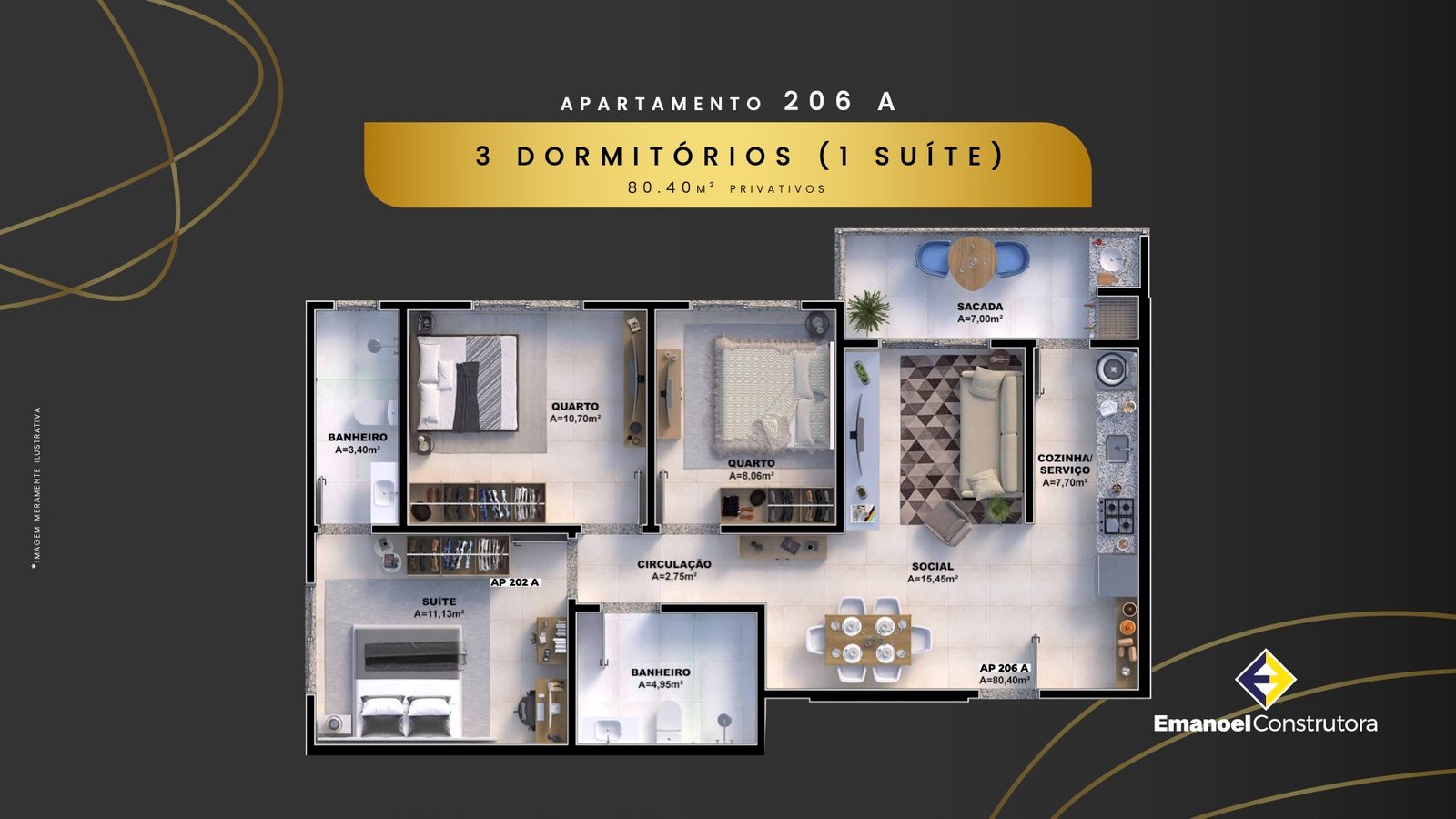 Apto 206A (80,40 m²)